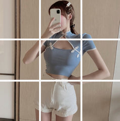 Short sleeved T shirt Women's Crop Top
