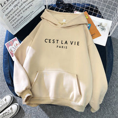 Sudaderas con capucha de mujer Sudadera con capucha de manga larga Estampado de letras 