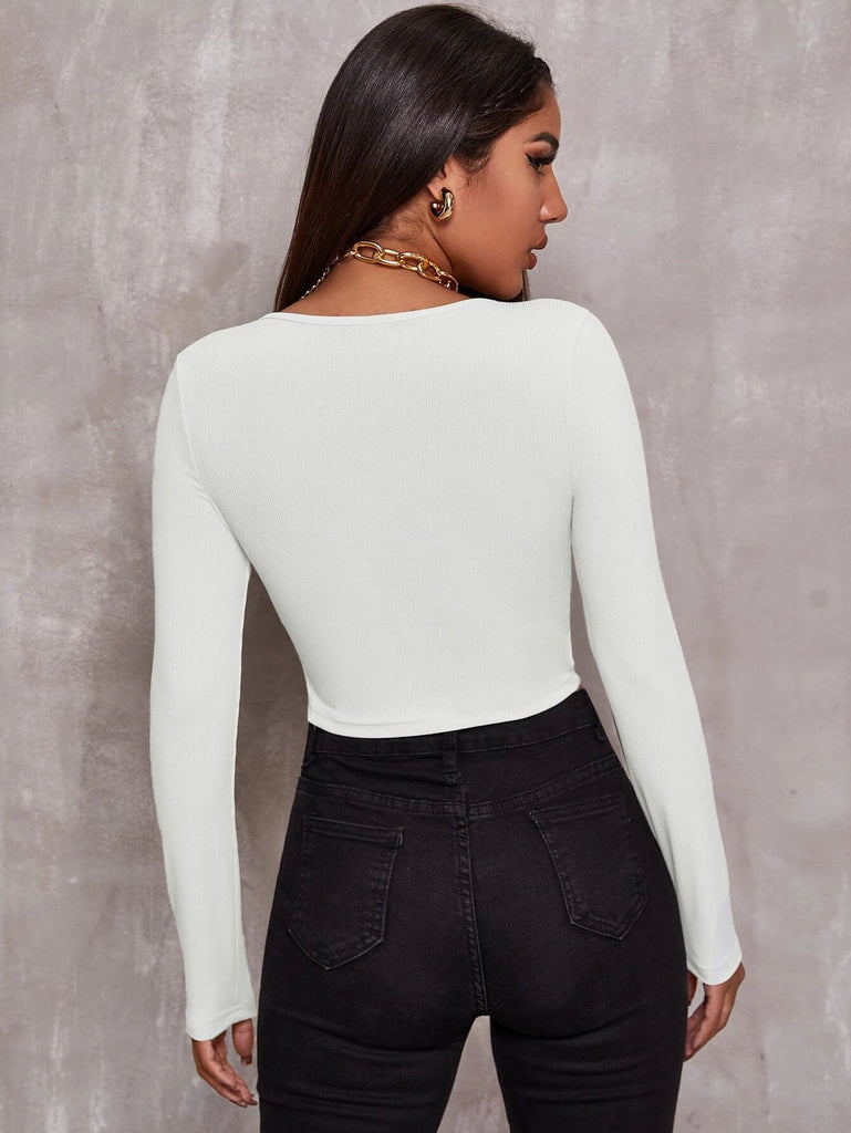 Top Women Retro Tight-Fitting Sexy Zipper Sweater Short Cardigan Long-Sleeved T-Shirt