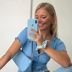 Camiseta de manga corta con volantes y cuello en V para mujer, Top corto informal de verano con botones, camiseta básica azul, Tops