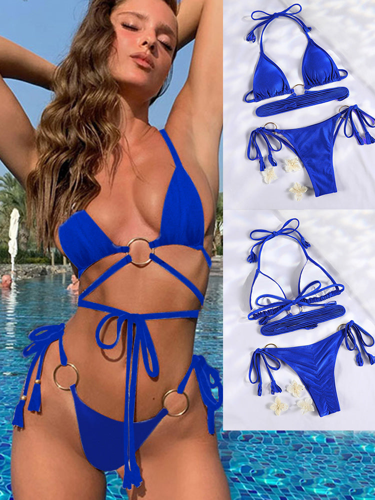 Conjunto de bikini sexy de triángulo de doble cara