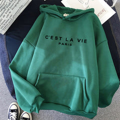 Sudaderas con capucha de mujer Sudadera con capucha de manga larga Estampado de letras 