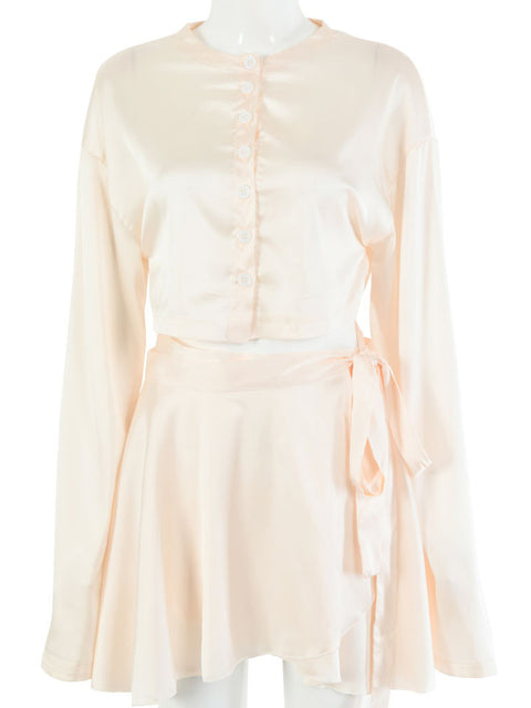 Ensemble de robe décontractée en satin deux pièces pour femme