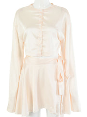 Ensemble de robe décontractée en satin deux pièces pour femme