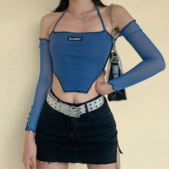 Top corto con dobladillo acanalado