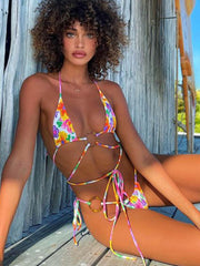Conjunto de bikini sexy de triángulo de doble cara