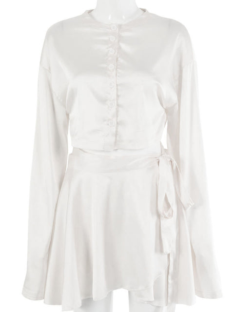 Ensemble de robe décontractée en satin deux pièces pour femme