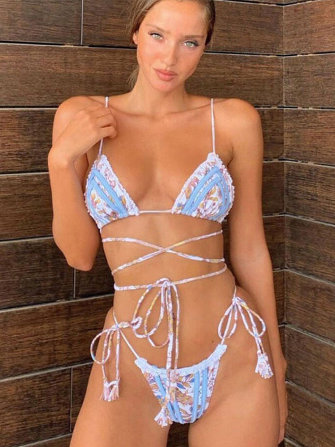 Conjunto de bikini sexy de triángulo de doble cara