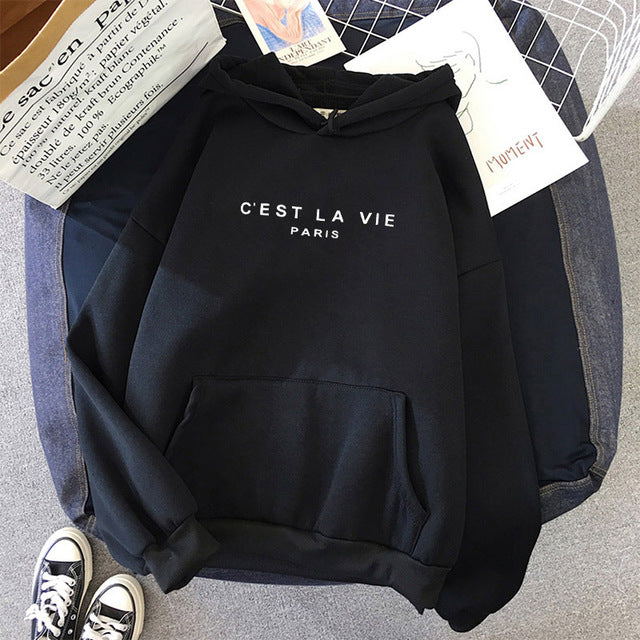 Sudaderas con capucha de mujer Sudadera con capucha de manga larga Estampado de letras 