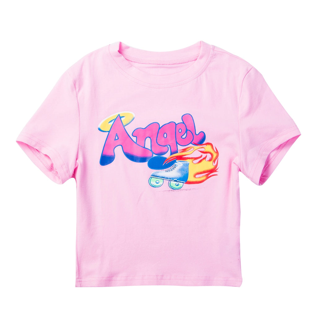 Angel Letter Printed Tees cute short sleeve