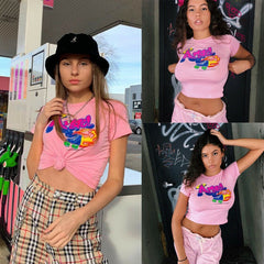 Angel Letter Printed Tees cute short sleeve