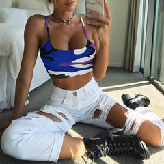 Color printed tube top camo crop top tank top
