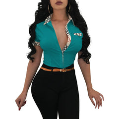 Printed shirt short sleeve long sleeve school girl dress shirt business casual women's shirt