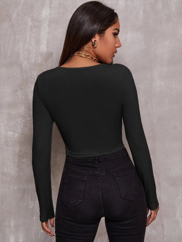 Top Women Retro Tight-Fitting Sexy Zipper Sweater Short Cardigan Long-Sleeved T-Shirt