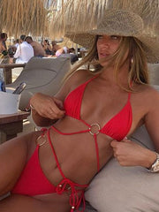 Conjunto de bikini sexy de triángulo de doble cara