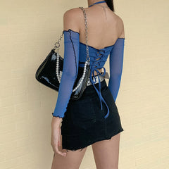 Top corto con dobladillo acanalado
